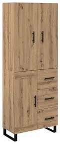 vidaXL Highboard με συρτάρι 2 pcs Artisan Oak Σύνθετο Ξύλο και Γυαλί