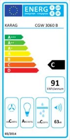 Karag CGW 30 Black - Επιτοιχη Καμιναδα Βαρεως Τυπου 60 εκ.