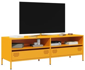 Έπιπλο Τηλεόρασης Μουσταρδί 135x39x43,5εκ. Ατσάλι Ψυχρής Έλασης