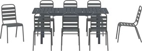 vidaXL Σέτ φαγητού για κήπο 9 pcs Ανθρακί Ατσάλι με Πούδρα