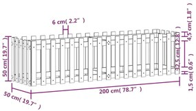 Ζαρντινιέρα Υπερυψωμένη Σχ Φράχτη 200 x 50 x 50 εκ. Μασίφ Πεύκο - Καφέ