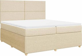 vidaXL Κρεβάτι Boxspring με Στρώμα Κρεμ 200x200 εκ. Υφασμάτινο