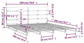 ΠΛΑΙΣΙΟ ΚΡΕΒΑΤΙΟΥ 180X200 ΕΚ. ΜΑΣΙΦ ΠΕΥΚΟ 6FT SUPER KING 3120147