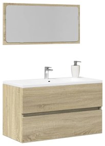 Ντουλάπι Μπάνιου με Καθρέφτη Sonoma δρυς 80x38,5x45 εκ. - Καφέ