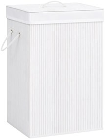 vidaXL Καλάθι Άπλυτων με 1 Τμήμα Λευκό από Μπαμπού