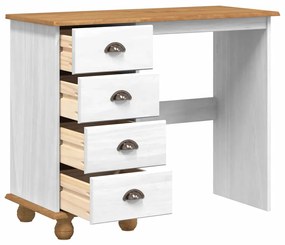 vidaXL Γραφείο ASKIM Λευκό 95 x 40 x 75 εκ. Μασίφ ξύλο πεύκου