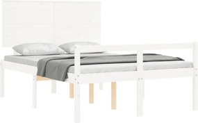 vidaXL Κρεβάτι Ηλικιωμένου με Κεφαλάρι Λευκό Μασίφ Ξύλο Small Double
