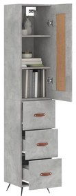 vidaXL Ντουλάπι Γκρι Σκυροδέματος 34,5x34x180 εκ. Επεξεργασμένο Ξύλο