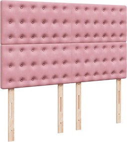 vidaXL Κρεβάτι Boxspring με Στρώμα Ροζ 160x200 εκ. Βελούδινο