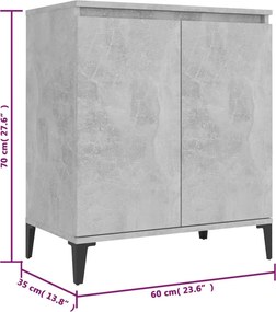 vidaXL Ντουλάπι Γκρι Σκυροδέματος 60x35x70 εκ. Επεξεργασμένο Ξύλο