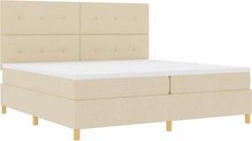 vidaXL Κρεβάτι με ελατήρια με στρώμα Κρεμ 200 x 200 cm ύφασμα
