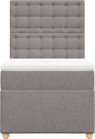 vidaXL Κρεβάτι Boxspring με Στρώμα Taupe 100 x 200 εκ. Υφασμάτινο