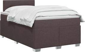 vidaXL Κρεβάτι Box Spring με Στρώμα και LED Σκούρο Καφέ 120 x 190 cm
