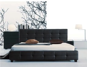FIDEL Κρεβάτι Διπλό για Στρώμα 160x200cm, PU Μαύρο  168x215x107cm Ε8053
