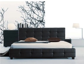 FIDEL Κρεβάτι Διπλό για Στρώμα 160x200cm, PU Μαύρο  168x215x107cm [-Μαύρο-] [-PU - PVC - Bonded Leather-] Ε8053