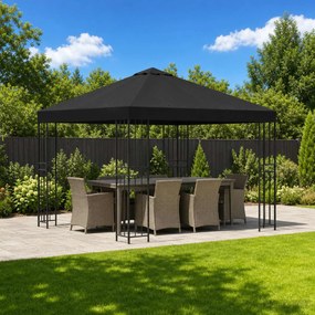 VidaXL Κιόσκι 3 x 3 m Μαύρο Πολυεστέρας και Χάλυβας 190 gsm