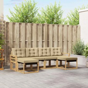 vidaXL Σειρά Καναπέ Εξωτερικού με μαξιλάρι 6 pcs Λευκό και Μπεζ