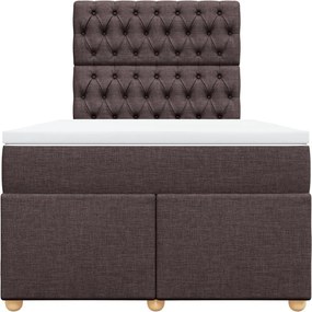 vidaXL Κρεβάτι Boxspring με Στρώμα Σκούρο Καφέ 120x190 εκ Υφασμάτινο