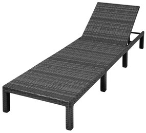 vidaXL Ξαπλώστρα Μαύρη από Συνθετικό Ρατάν με Μαξιλάρι