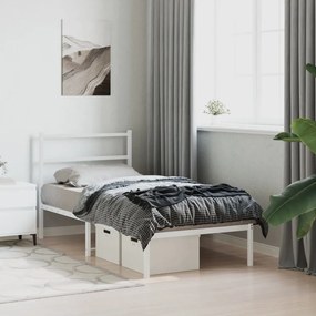 Πλαίσιο Κρεβατιού με Κεφαλάρι Λευκό 90 x 200 εκ. Μεταλλικό - Λευκό