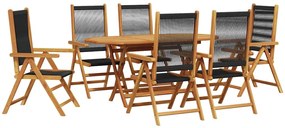 vidaXL Σέτ φαγητού για κήπο 7 pcs Μαύρο