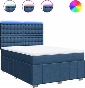vidaXL Κρεβάτι Boxspring με Στρώμα Μπλε 160x200 εκ. Υφασμάτινο