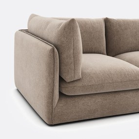 Τριθέσιος αρθρωτός καναπές με πουφ, από μελανζέ πολυεστέρα, MALO