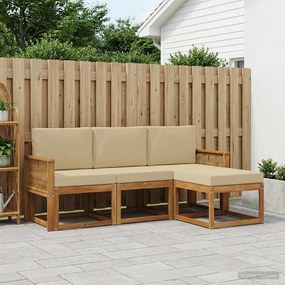vidaXL Σειρά Καναπέ Εξωτερικού 4 pcs Φυσικό και Μπεζ Πολυεστέρας