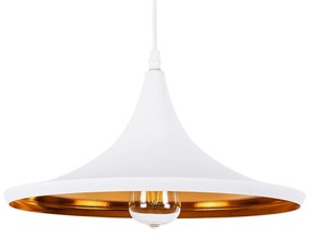 GloboStar® SHANGHAI WHITE 01026-B Μοντέρνο Κρεμαστό Φωτιστικό Οροφής Μονόφωτο 1 x E27 Λευκό Μεταλλικό Καμπάνα Φ37 x Υ17cm