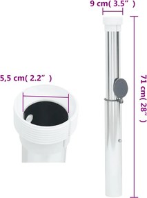 vidaXL Βάση Ομπρέλας Εδάφους με Στύλο Ασημί 40-50 χιλ. Αλουμινίου