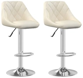 vidaXL Σκαμπό Μπαρ 2 τεμ. Κρεμ Βελούδινα