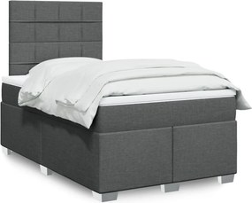 vidaXL Κρεβάτι Boxspring με Στρώμα Σκούρο Γκρι 120x200 εκ. Υφασμάτινο