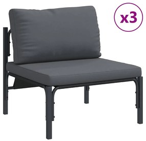 vidaXL Σετ Καναπέ Κήπου με μαξιλάρι 6 pcs Μαύρο Ατσάλι