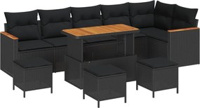 vidaXL Σετ Καναπέ Κήπου 10 pcs Μαύρο συνθετικό ρατάν