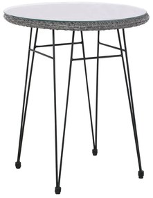 WOODWELL SALSA Τραπέζι H.70cm Μέταλλο Βαφή Μαύρο, Wicker Γκρι Φ60cm H.70cm Ε244,ΤΗ1