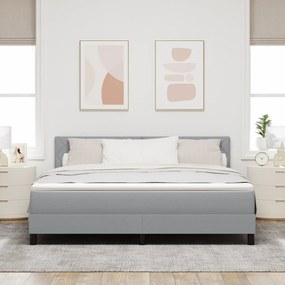 vidaXL Κρεβάτι Box Spring με Στρώμα & LED Ανοιχτό Γκρι 180x200 εκ. Ύφασμα
