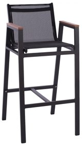 CHARCOAL ALUMINUM BAR STOOL WITH POLYWOOD 52 x 58 x 108 cm.