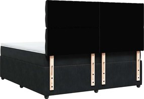 vidaXL Κρεβάτι Boxspring με Στρώμα Μαύρο 180x200 εκ. Βελούδινο