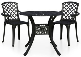vidaXL Σετ Επίπλων Bistro 3 Τεμαχίων Μαύρο από Χυτό Αλουμίνιο