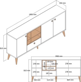 Μπουφές Κρέμ NAPOLI 180x35x78
