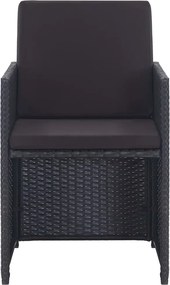 vidaXL Σετ Τραπεζαρίας Εξ. Χώρου 15 τεμ. Μαύρο Συνθ. Ρατάν + Μαξιλάρια