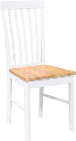 vidaXL Καρέκλες τραπεζαρίας 2 τεμάχια Λευκό μασίφ ξύλο καουτσούκ