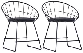 Καρέκλες Τραπεζαρίας 2 τεμ. Μαύρες Ατσάλι/Κάθισμα Δερματίνης - Μαύρο