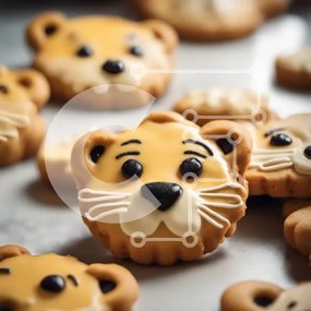 Σετ των 2 Intra Συλλεκτικό Ξύλινο Παζλ Plywood 4mm - Διακοσμημένα μπισκότα προσώπου λιονταριού Σε Ξύλινο Κουτί - Διαστάσεις: 10x10 cm – 25 κομμάτια