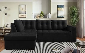 Γωνιακός καναπές κρεβάτι Vanty με αποθηκευτικό χώρο, μαύρο 252x178x90cm Αριστερή γωνία – MAT-TED-2114