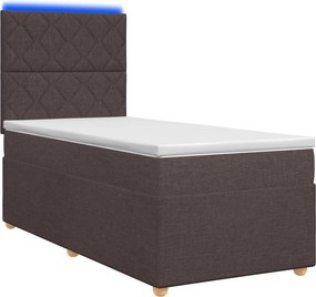 vidaXL Κρεβάτι box spring με στρώμα Σκούρο Καφέ 90 x 200 cm Ύφασμα