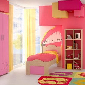 Κρεβάτι Παιδικό Νο. 48 Wave 110x190 Oak-Pink Ημίδιπλο Μελαμίνη