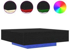 vidaXL Τραπέζι καφέ με LED φώτα Μαύρη Δρυς 100x100x31 εκ.
