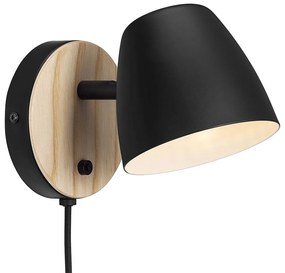 Φωτιστικό Τοίχου Theo 2112631003 20,7x13cm 1xGU10 35W Black-Natural Nordlux Metal,Wood