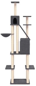 Γατόδεντρο Σκούρο Γκρι 201 εκ. με Στύλους Ξυσίματος από Σιζάλ - Γκρι